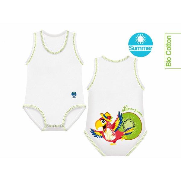 J Bimbi kombidressz 0-36 hó biopamut Summer Tropical Papagáj 10865
