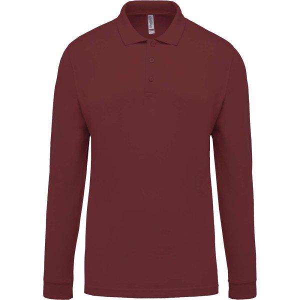 Férfi galléros hosszú ujjú piké póló, Kariban KA256, Wine-XL