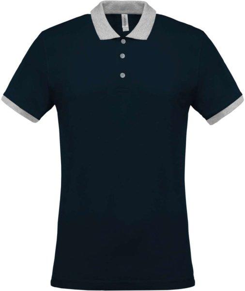 Férfi galléros piké póló, kontrasztos passzékkal, Kariban KA258,
Navy/Oxford Grey-2XL