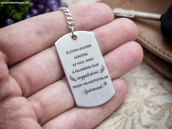 Téged választottalak Apukámnak acél medálos kulcstartó