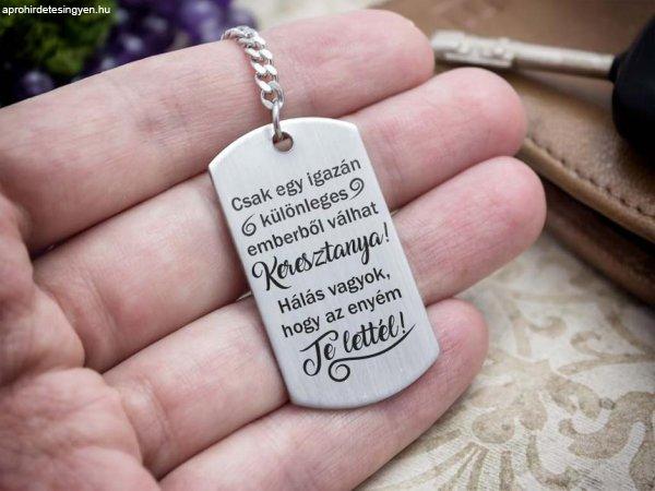 Te lettél a Keresztanyukám acél medálos kulcstartó