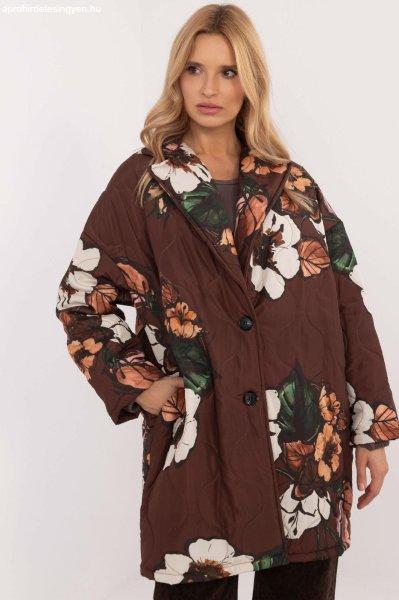 Átmeneti steppelt oversize kabát virágmintás modell 51393 barna