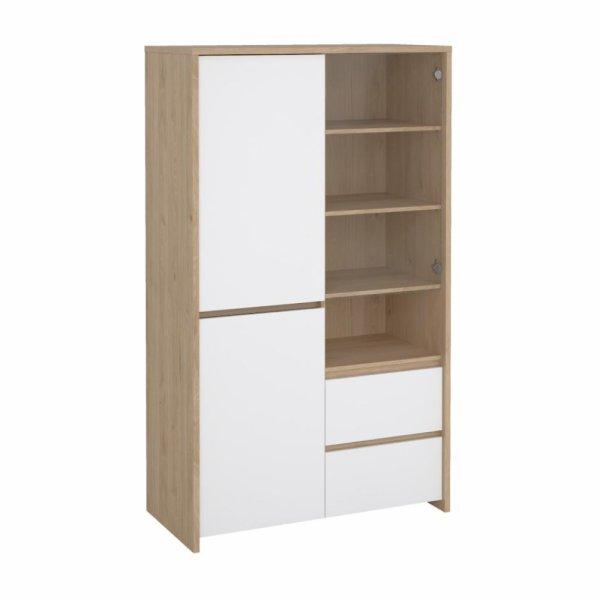 Vitrin, hickory tölgy/extra magasfényű fehér, NEXT 50317