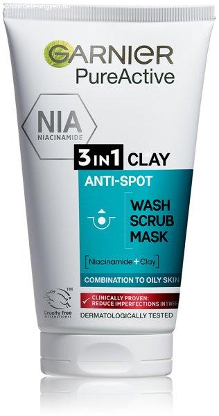 Garnier Tisztító gél, peeling és maszk bőrhibák
ellen 3 az 1-ben Pure 150 ml