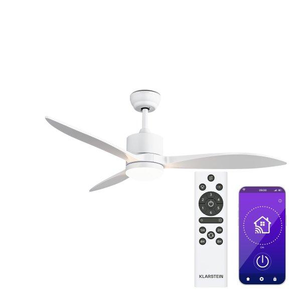 Klarstein SkyBreeze Smart mennyezeti ventilátor, Beltéri és kültéri
használat, Intelligens vezérlés, IP44, 40 dB