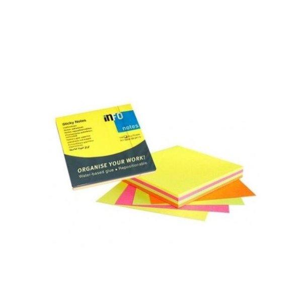 Jegyzettömb öntapadó, 75x75mm, 4x80lap,Info Notes, brilliant mix,
rózsaszín, sárga, zöld, narancssárga
