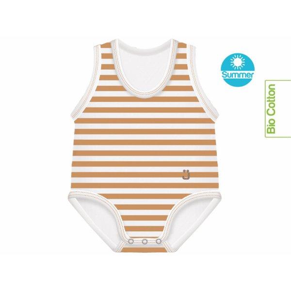 J Bimbi kombidressz 0-36 hó biopamut Summer csíkos karamell 12036