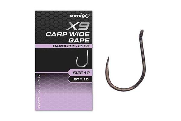 Fox Matrix X9 - Carp Wide Gape Barbless Eyed 16 Hooks szakáll nélküli horog
10db (GHK196)