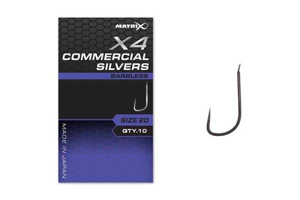 Fox Matrix X4 Commercial Silvers Barbless Eyed 16 Hooks szakáll nélküli horog
10db (GHK180)
