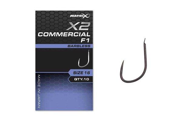 Fox Matrix X2 Commercial F1 16 Barbless Hooks szakáll nélküli horog 10db
(GHK172)