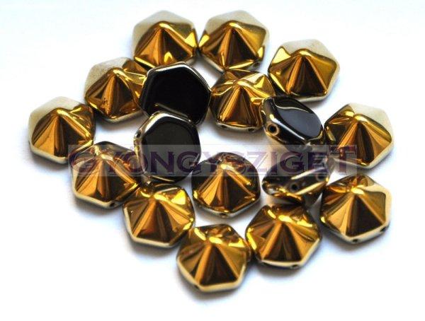 23980-26441-Cseh kétlyukú hatszögletű piramis - jet amber - 12mm
