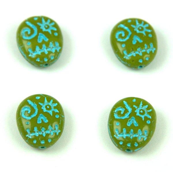 53420-54308 - Green Pea Turquoise Blue - Calavera - 16x13mm
