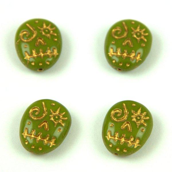 53420-54302 - Green Pea Gold - Calavera - 16x13mm