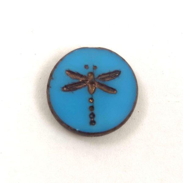 Cseh table cut gyöngy - hosszában fúrt kerek szitakötő mintás - Turquoise
Blue Golden Bronz - 63030-90215 - 17 mm