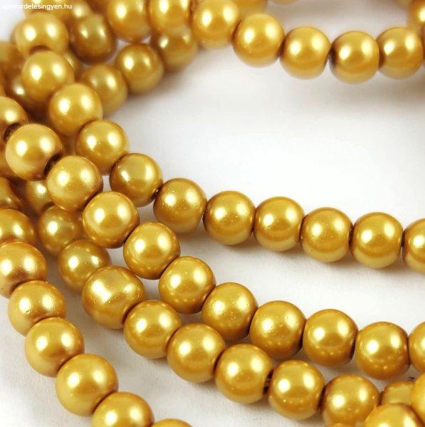 Tekla golyó gyöngy - Gold - 6mm (szálon - kb. 145db/szál)
