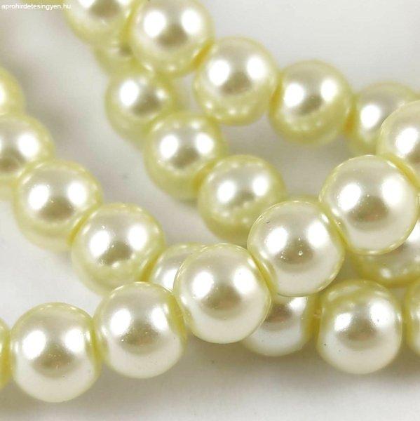 Tekla golyó gyöngy - Light Cream - 6mm (szálon - kb. 145db/szál)