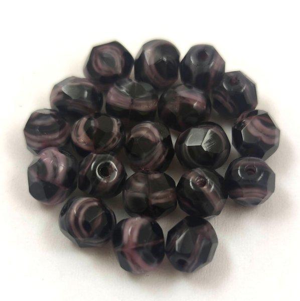 Cseh csiszolt golyó gyöngy - Purple Jet Blend - 6mm