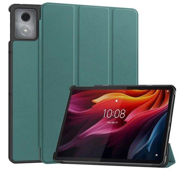 Tok álló, bőr hatású (aktív FLIP, oldalra nyíló, TRIFOLD, asztali
tartó) SÖTÉTZÖLD Lenovo Tab K11 Plus (TB352)