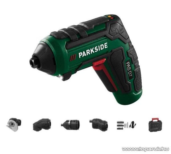 ParkSide PAS 4 D7 SET Beépített akkus kompakt csavarhúzó, mini behajtó 4
különböző cserélhető fejjel, kofferben, 4 V / 10 Nm