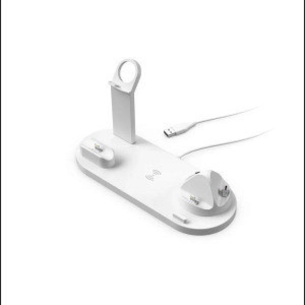 4 az 1-ben multifunkciós töltőállomás iPhone, Apple Watch, AirPods és
vezeték nélküli töltésre - fehér (KE23-183)