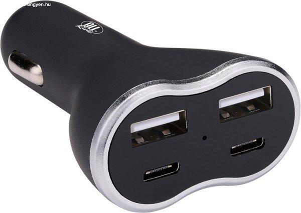 All Ride, Szivargyújtós Töltő, 2xUsb/USb-C, 12/24V