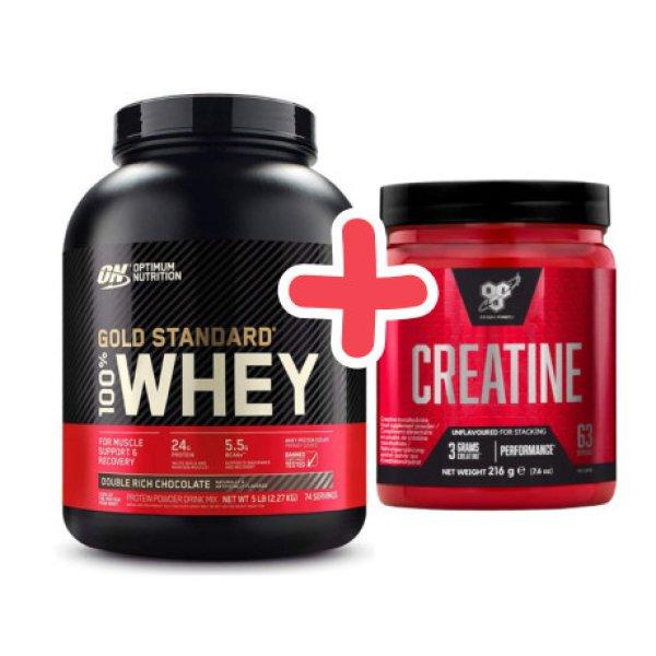 Optimum Nutrition Gold Standard 100% Whey 2270g (5lb) Unflavoured/Natúr +
ajándék BSN Creatine DNA 216g