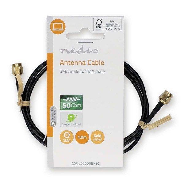 Nedis CSGL02000BK10 SMA kábel, aranyozott, 50 Ohm, árnyékolt, 1m