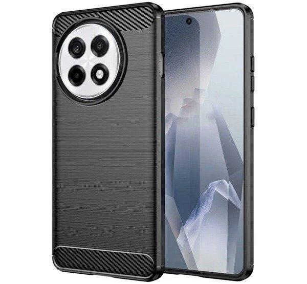 Szilikon telefonvédő (ütésállóság, légpárnás sarok, szálcsiszolt,
karbon minta) FEKETE OnePlus 13R 5G