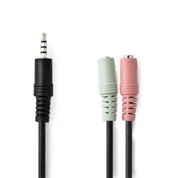 Nedis sztereó audio kábel, CAGP22150BK02, 3,5 mm-es dugó 2x 3,5 mm-es anya
Nikkelezett 0,20 m Kerek Fekete Boríték