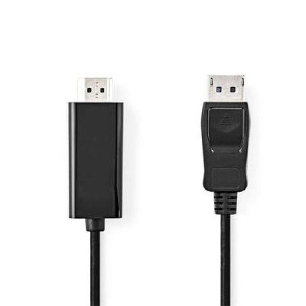 Nedis Display port dugó CCGL37100BK10, HDMI-csatlakozó 1080p Nikkelezett 1,00
m Kerek PVC Fekete