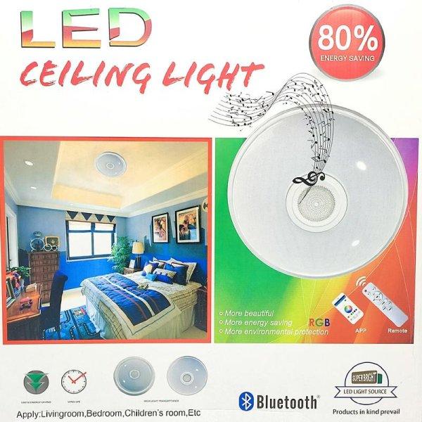 Bluetooth hangszórós RGBW mennyezeti LED lámpa távirányítóval, 2x24W +
2x36W, 52cm