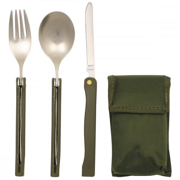 Cutlery Set, "Camping", OD green, foldable evőeszköz készlet