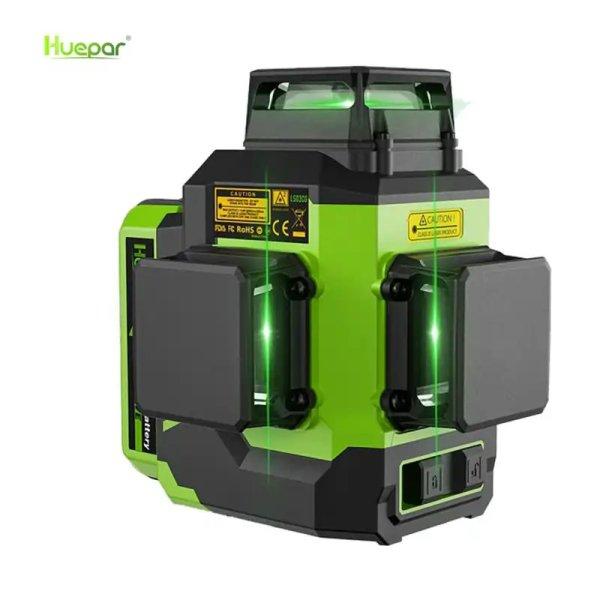 Huepar LS03CG - 12 vonalas, 3D (3x360°) zöld lézer szintező 2db
akkumulátorral.