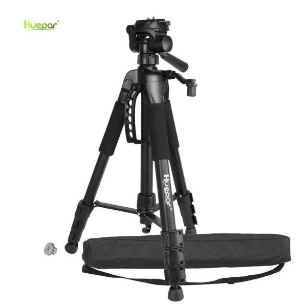 Huepar TPD14A fotóállvány, tripod - 146 cm, mérőműszerekhez és
fényképezőgéphez, dönthető, forgatható 