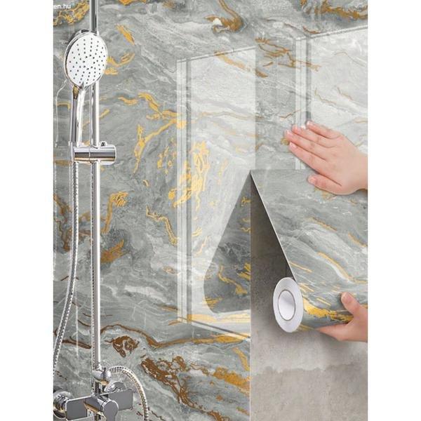 1 Tekercs Vízálló Aranyozott Márványmintás Tapéta, 45x100 cm, Szürke
35703384-SZ3