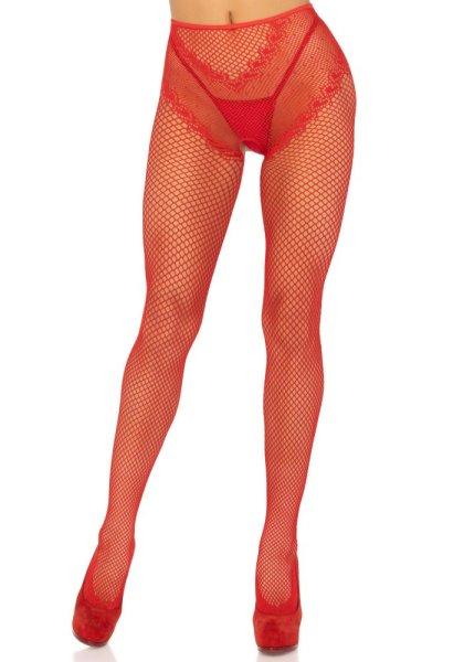 Crotchless backseam tights O/S - red