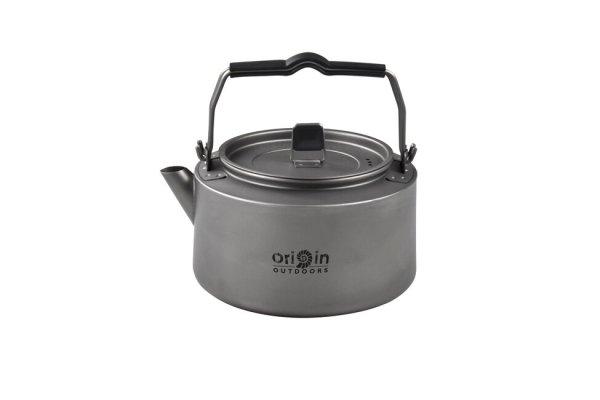Origin Outdoors Camping vízforraló Titán tea-/kávéforraló szilikon
fogantyúval és szűrővel 1,2 L