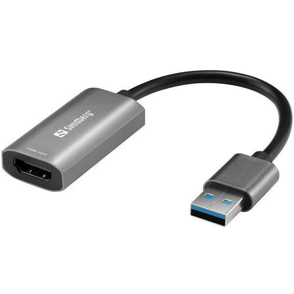 Sandberg Kábel Átalakító - HDMI Capture Link to USB (szürke; HDMI bemenet -
USB-A2.0 kimenet)