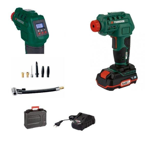 ParkSide PAK 20-Li B2 20V 2Ah akkus X20V akkumulátoros kompresszor készlet
kofferben, akkuval és töltővel