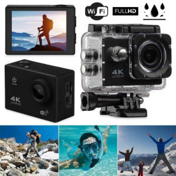 WiFi Akciókamera, 12MP sportkamera, Full HD, 60FPS, 30m vízálló, A+ 170°,
fekete