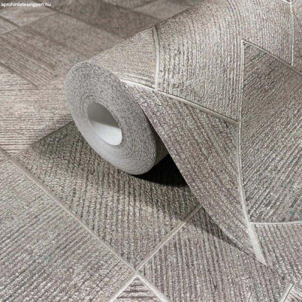 Ritus fényes sötét metál barna geometriai mintás tapéta 35511