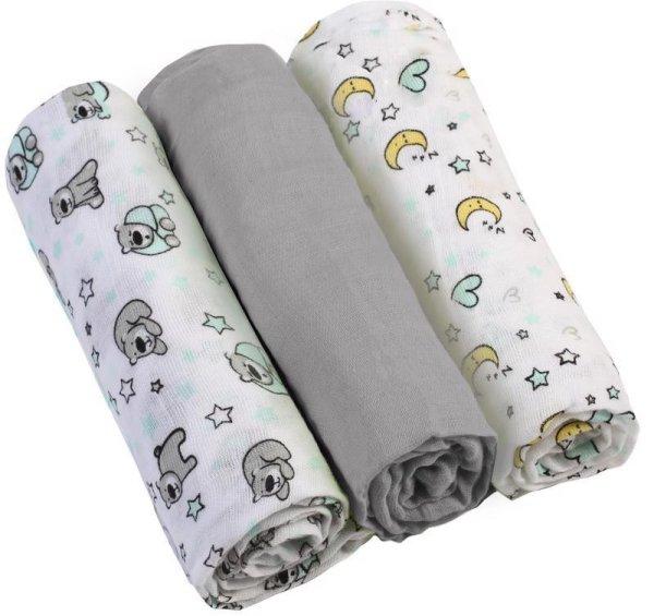 BABYONO Muszlin pelenka - Super soft 3 db -szürke
