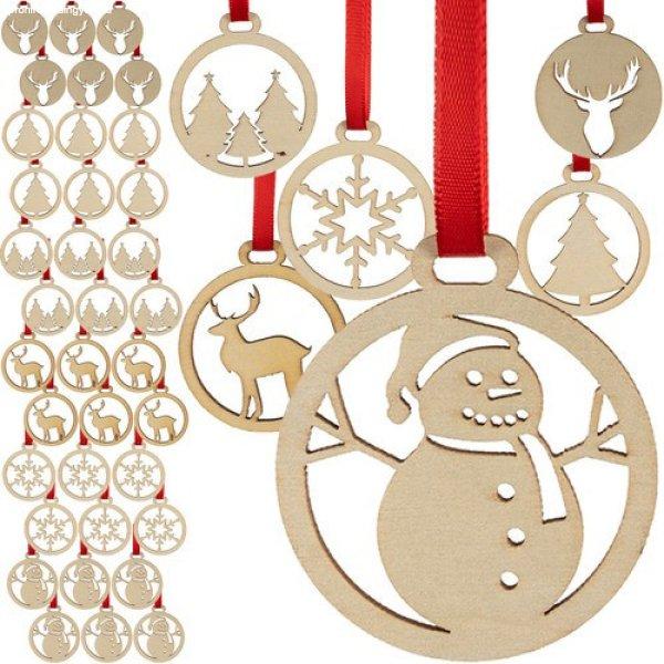 Fa karácsonyfa díszek - 36db