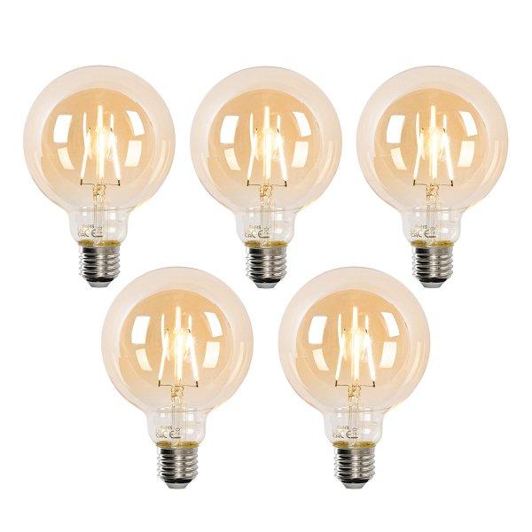 5 db-os készlet okos E27 LED izzó G95 arany 4,9W 470lm 1800-4000K
