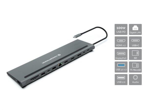Conceptronic DONN17G 12-in-1 USB 3.2 Gen 1 Docking Station Grey