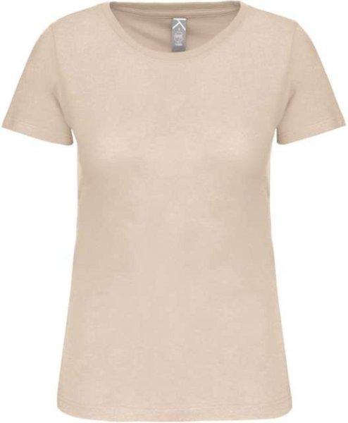 Női organikus kereknyakú rövid ujjú póló, Kariban KA3026IC, Light Sand-XL