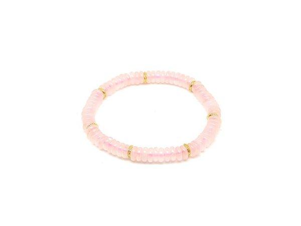 Rózsakvarc korong karkötő köztessel 6x2mm
