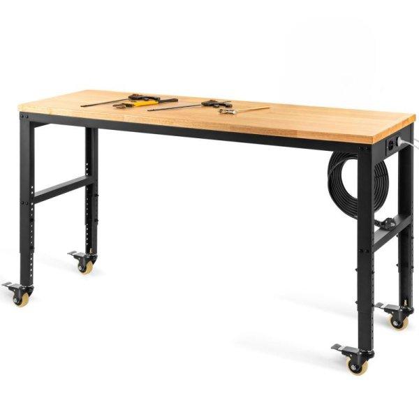 Állítható magasságú munkapad, 720 kg teherbírás, 2 AC és 2 USB
aljzattal, 122 x 61 x 97 cm