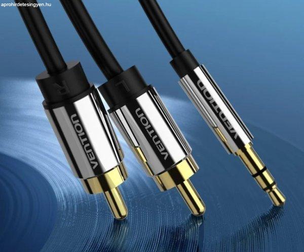 Vention 3.5mm jack/M -> 2*RCA/M, (audio, aranyozott, fémház), 5m, kábel