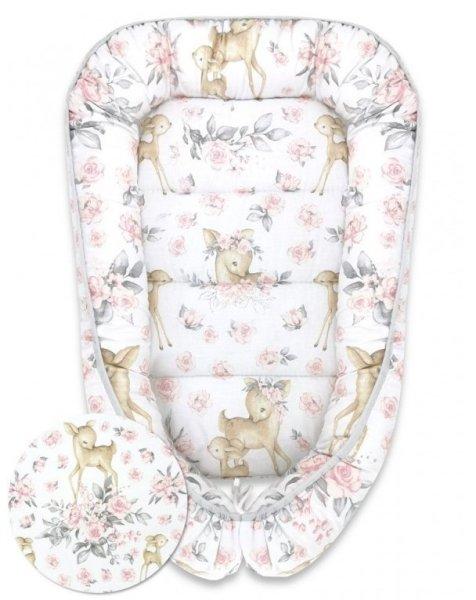 Baby Shop babafészek 55x75 cm - Rózsaszín őzike